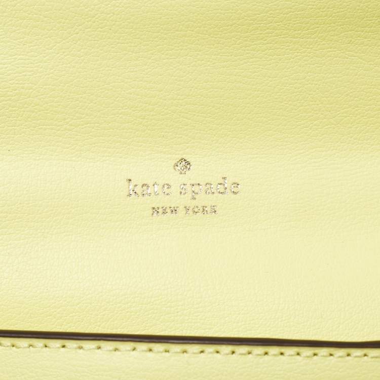 Pre Owned Kate Spade Yellow Leather Robyn Saddle Crossbody Bag