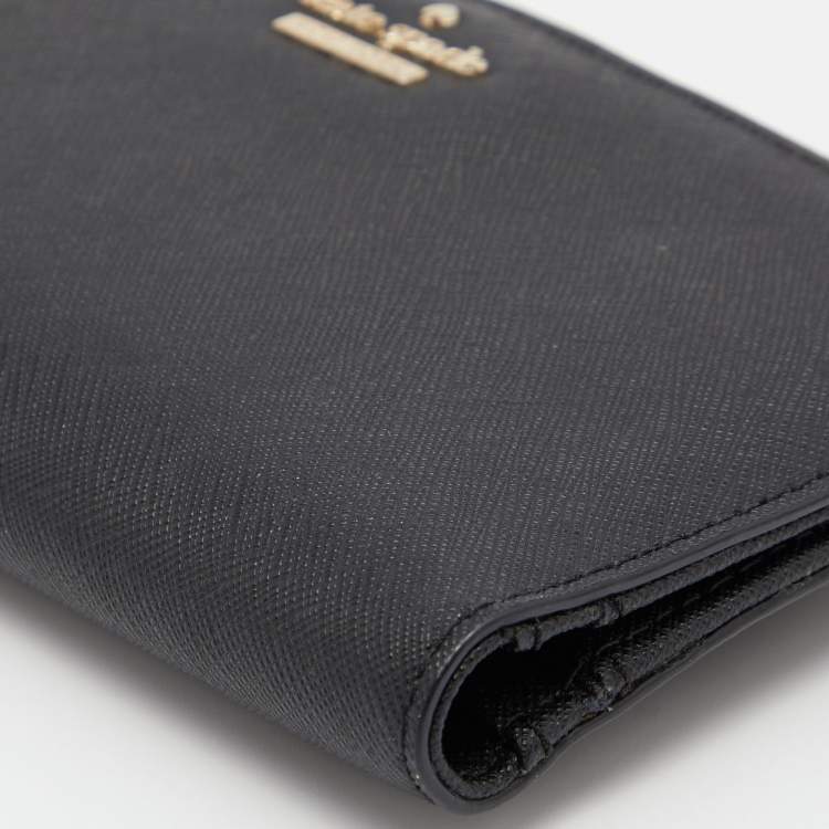 Pre Owned Kate Spade Black Leather Bifold Flap Wallet
