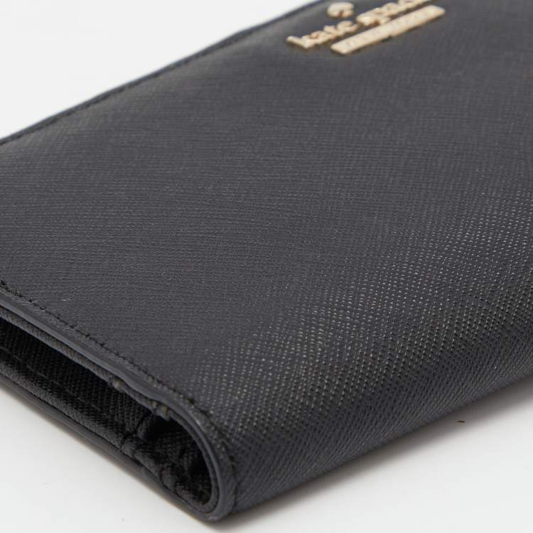 Pre Owned Kate Spade Black Leather Bifold Flap Wallet