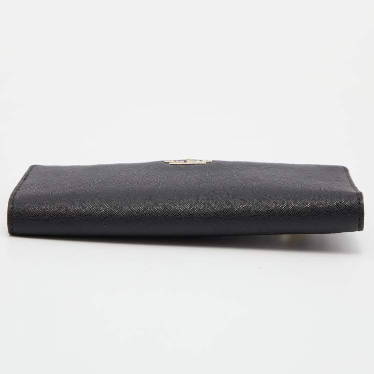 Pre Owned Kate Spade Black Leather Bifold Flap Wallet