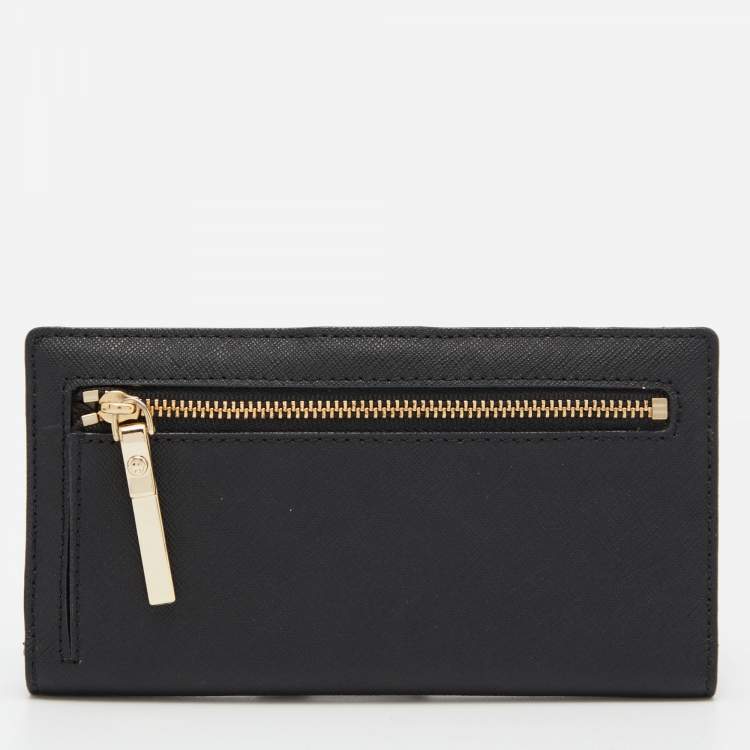 Pre Owned Kate Spade Black Leather Bifold Flap Wallet