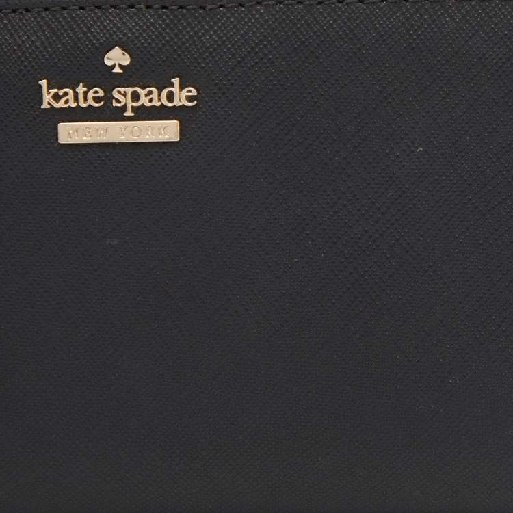 Pre Owned Kate Spade Black Leather Bifold Flap Wallet