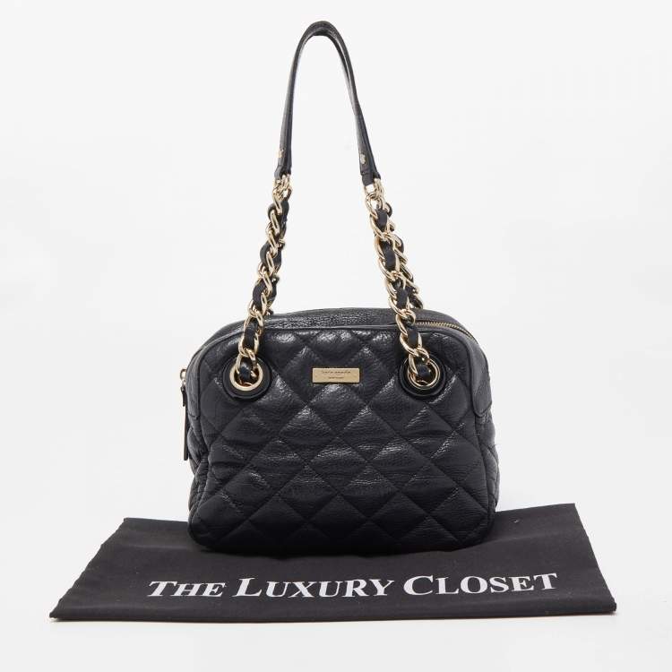 مملوكة مسبقًا Kate Spade Black Quilted Shimmer Leather Elizabeth Satchel