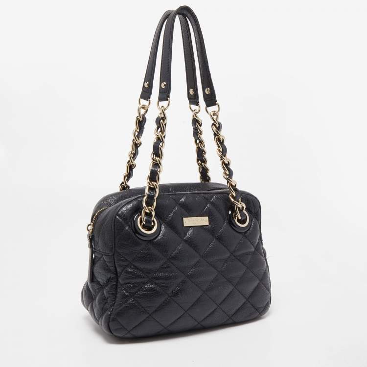 مملوكة مسبقًا Kate Spade Black Quilted Shimmer Leather Elizabeth Satchel