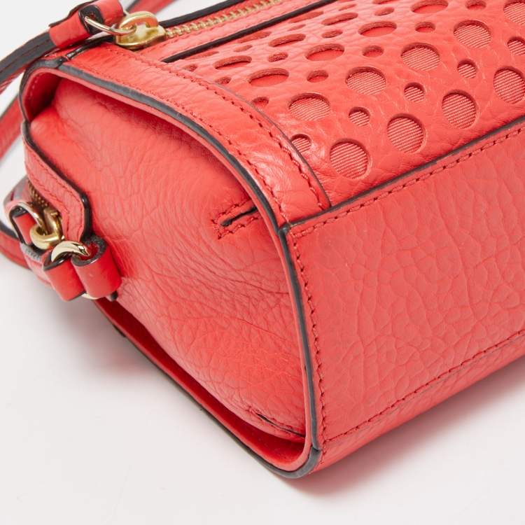 Pre Owned Kate Spade Red Perforated Leather Perri Lane Looloo Crossbody Bag