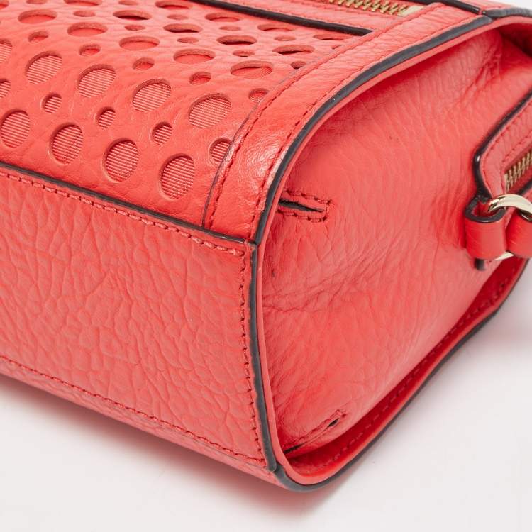 Pre Owned Kate Spade Red Perforated Leather Perri Lane Looloo Crossbody Bag