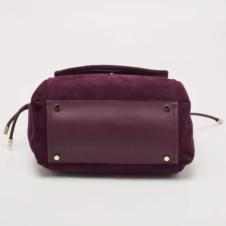 Pre Owned Kate Spade Plum Suede and Leather Laurel Way Lilah Top Handle Bag