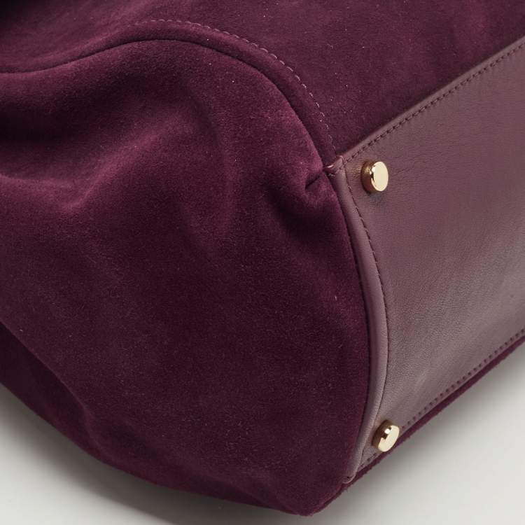 Pre Owned Kate Spade Plum Suede and Leather Laurel Way Lilah Top Handle Bag