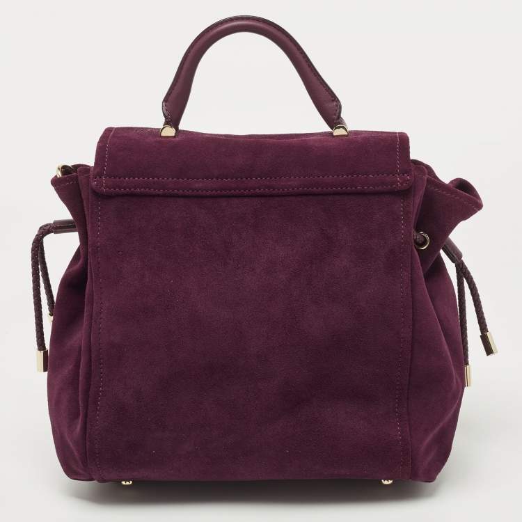 Pre Owned Kate Spade Plum Suede and Leather Laurel Way Lilah Top Handle Bag