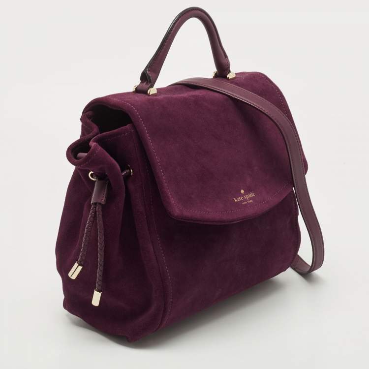 Pre Owned Kate Spade Plum Suede and Leather Laurel Way Lilah Top Handle Bag
