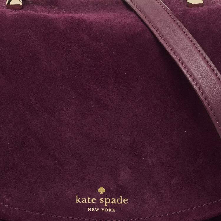 Pre Owned Kate Spade Plum Suede and Leather Laurel Way Lilah Top Handle Bag