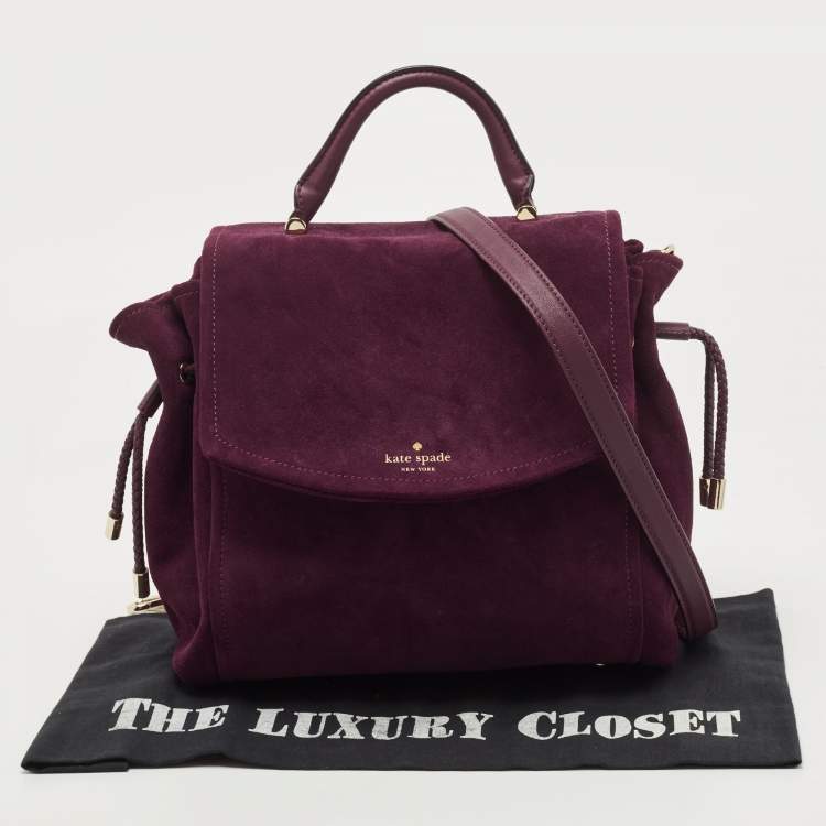 Pre Owned Kate Spade Plum Suede and Leather Laurel Way Lilah Top Handle Bag