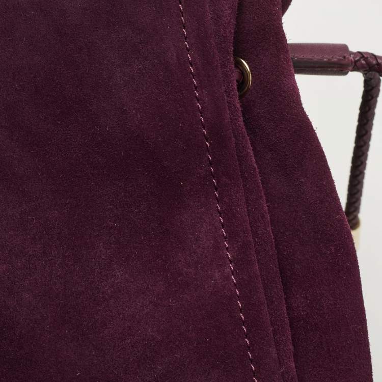 Pre Owned Kate Spade Plum Suede and Leather Laurel Way Lilah Top Handle Bag