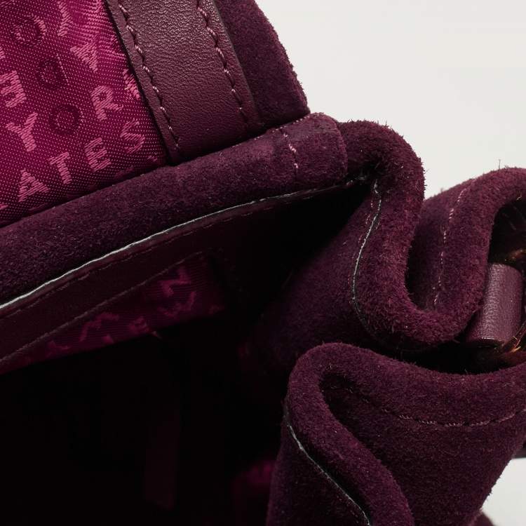 Pre Owned Kate Spade Plum Suede and Leather Laurel Way Lilah Top Handle Bag