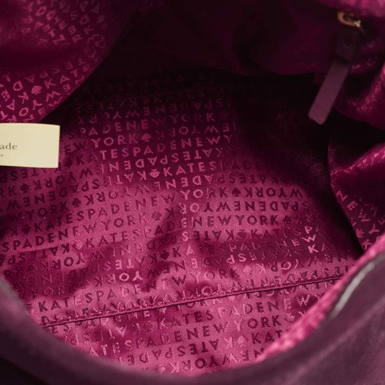 Pre Owned Kate Spade Plum Suede and Leather Laurel Way Lilah Top Handle Bag