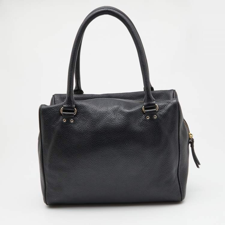 Pre Owned Kate Spade Black Leather Zip Satchel 