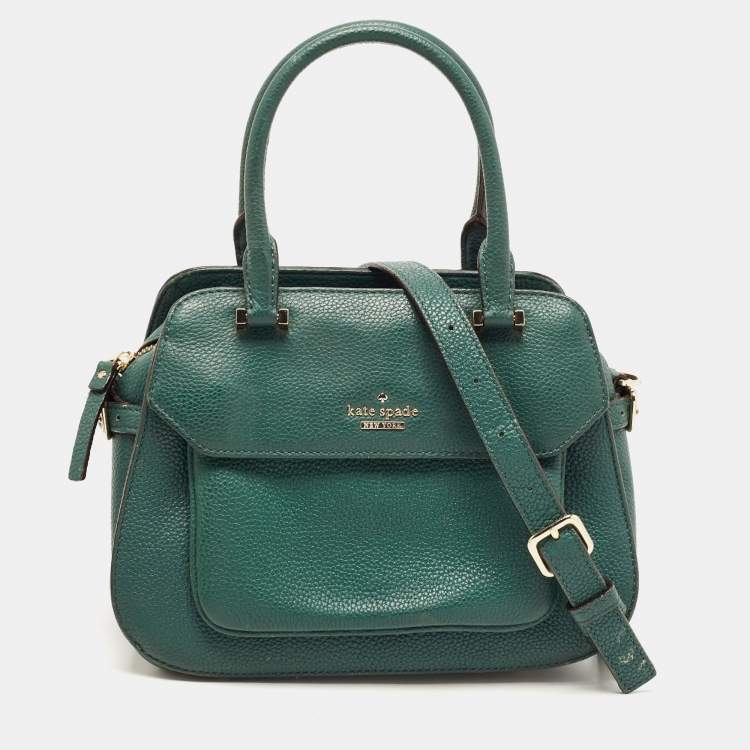 Pre Owned Kate Spade Green Leather Boxwood Road Aubrey Satchel