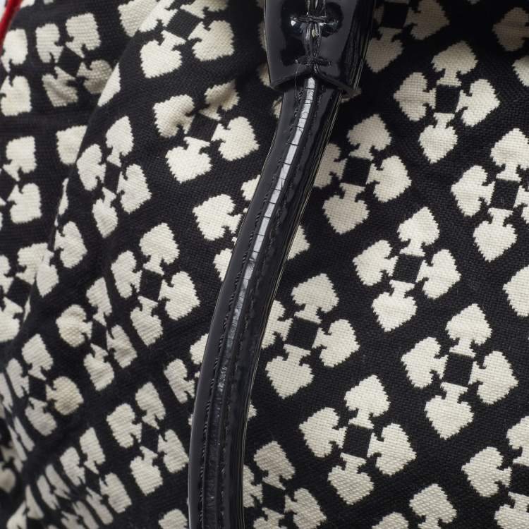Pre Owned Kate Spade Black/White Canvas and Patent Leather Stevie Diaper Bag