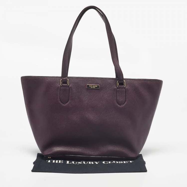 Pre Owned Kate Spade Purple Leather Zip Tote