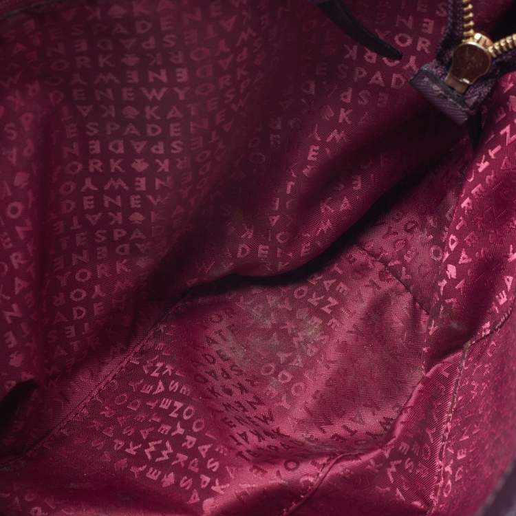 Pre Owned Kate Spade Purple Leather Zip Tote