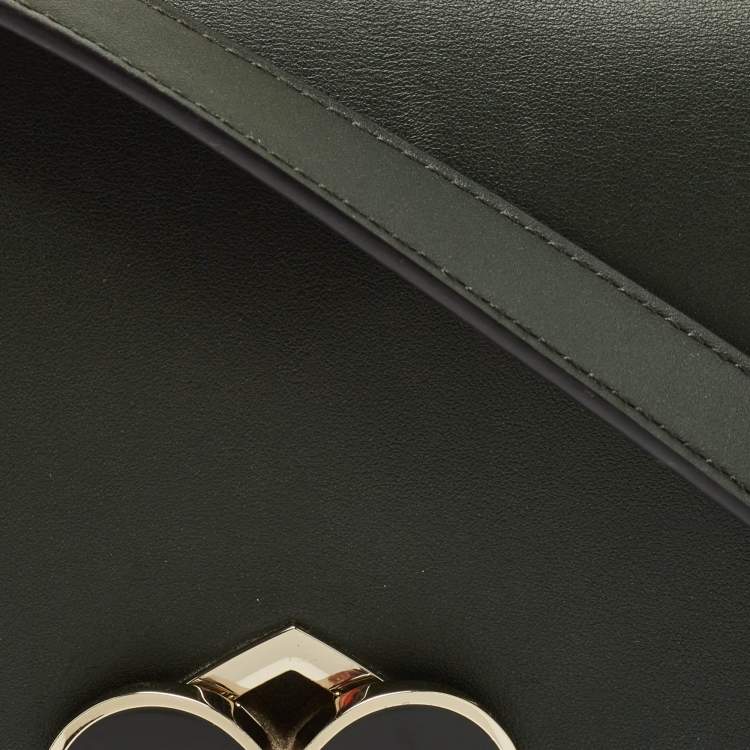 Pre Owned Kate Spade Dark Green Leather Nicola Twistlock Shoulder Bag 