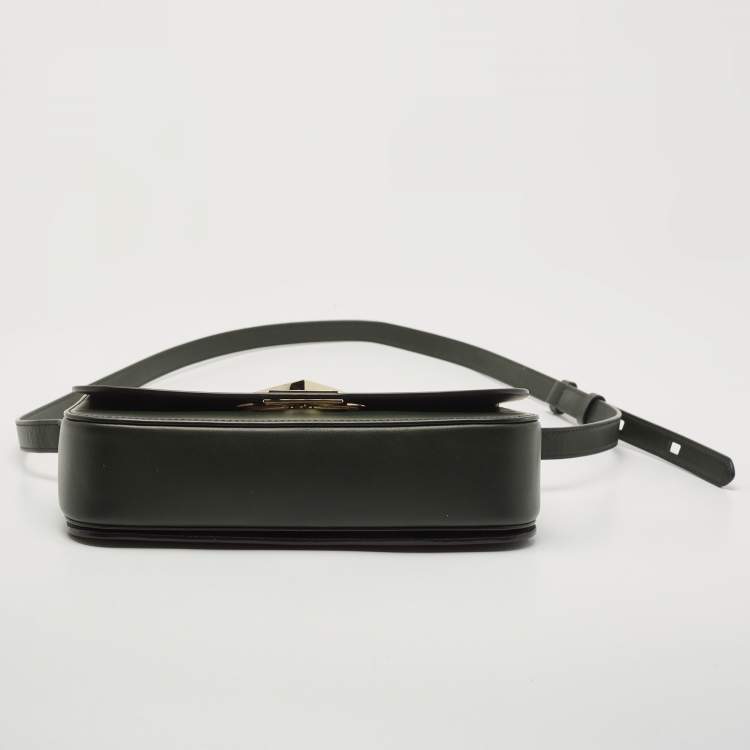 Pre Owned Kate Spade Dark Green Leather Nicola Twistlock Shoulder Bag 