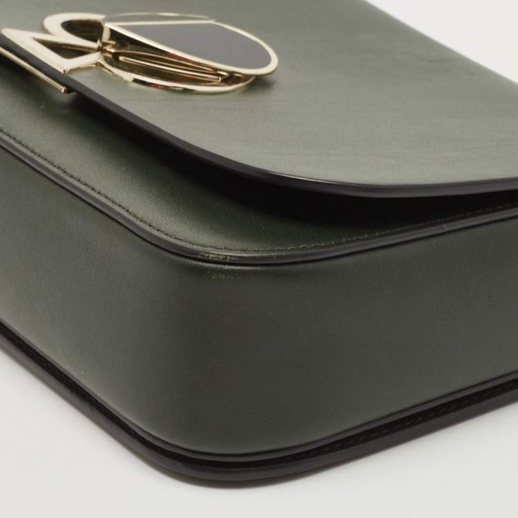 Pre Owned Kate Spade Dark Green Leather Nicola Twistlock Shoulder Bag 