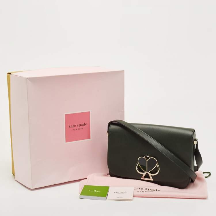 Pre Owned Kate Spade Dark Green Leather Nicola Twistlock Shoulder Bag 