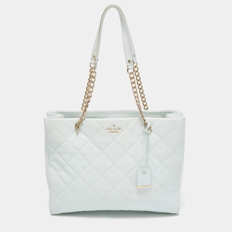 Pre Owned Kate Spade Light Blue Quilted Leather Emerson Place Phoebe Tote