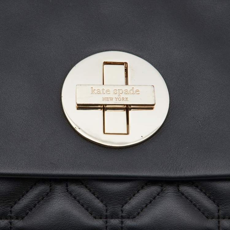 Pre Owned Kate Spade Black Quilted Leather Astor Court Flap Shoulder Bag