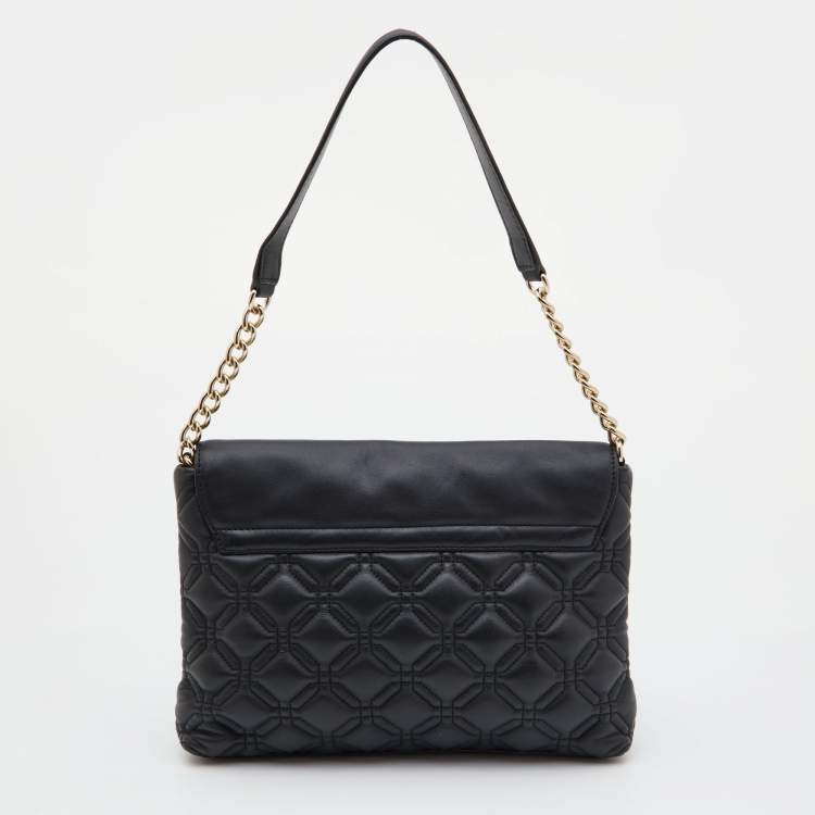 Pre Owned Kate Spade Black Quilted Leather Astor Court Flap Shoulder Bag