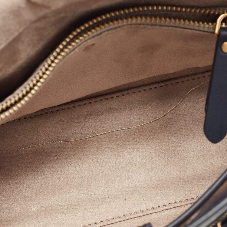 Pre Owned Kate Spade Navy Blue/Beige Canvas and Leather Medium Toujours Crossbody Bag