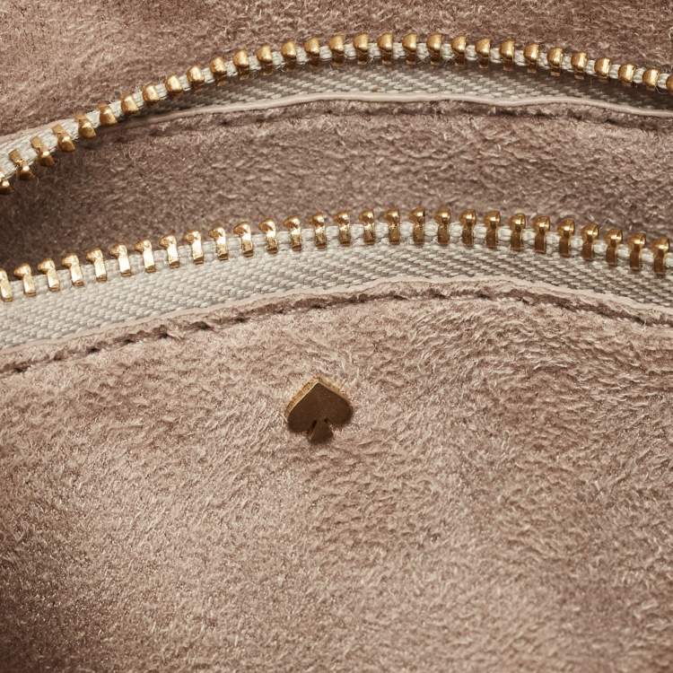 Pre Owned Kate Spade Navy Blue/Beige Canvas and Leather Medium Toujours Crossbody Bag