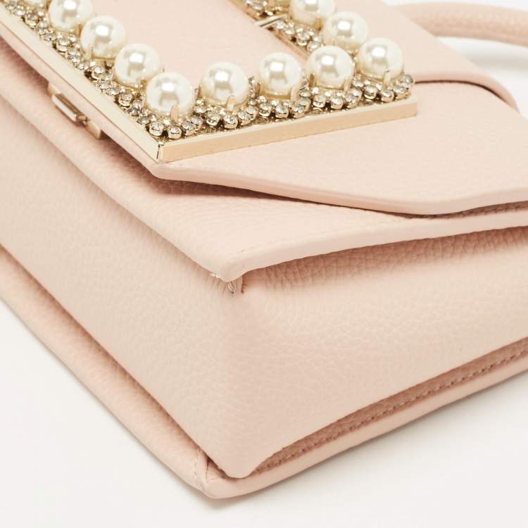 Pre Owned Kate Spade Light Beige Leather Buckle Embellished Flap Top Handle Bag 