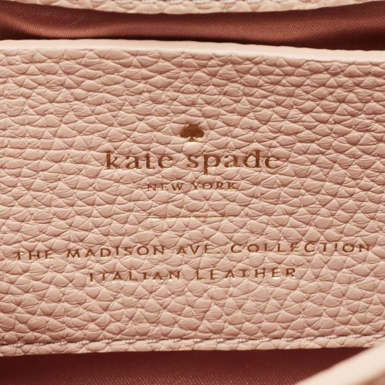 Pre Owned Kate Spade Light Beige Leather Buckle Embellished Flap Top Handle Bag 