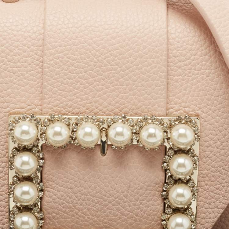 Pre Owned Kate Spade Light Beige Leather Buckle Embellished Flap Top Handle Bag 