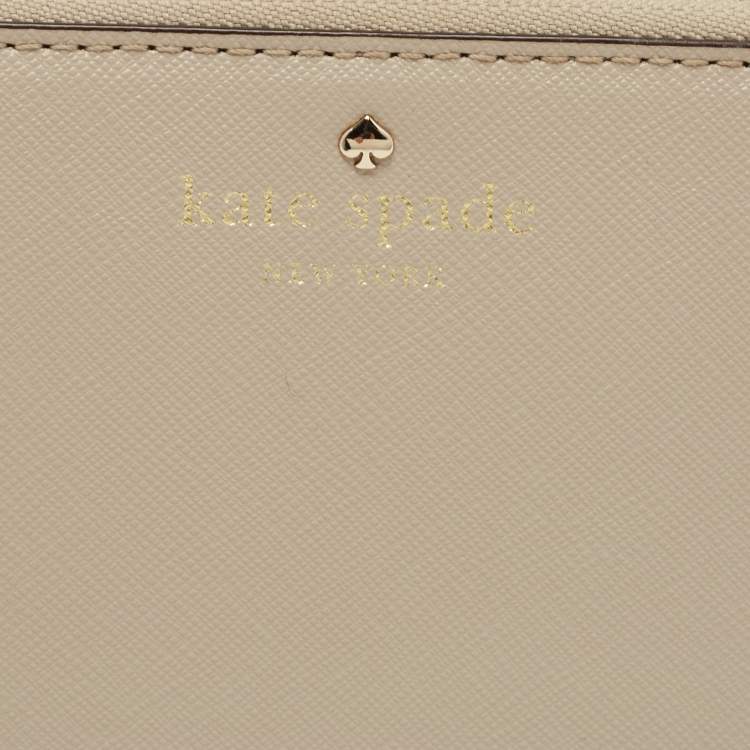 Pre Owned Kate Spade Light Beige Leather Zip Around  Wallet