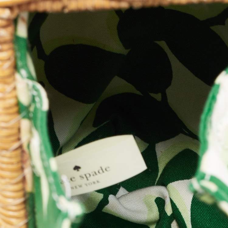 Pre Owned Kate Spade Green/Natural Wicker Frog Bag 