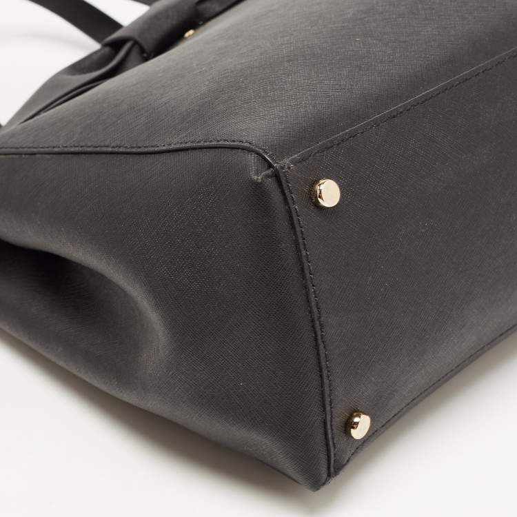 مملوكة مسبقًا Kate Spade Black Saffiano Leather Bow Tote