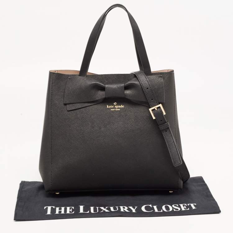 مملوكة مسبقًا Kate Spade Black Saffiano Leather Bow Tote