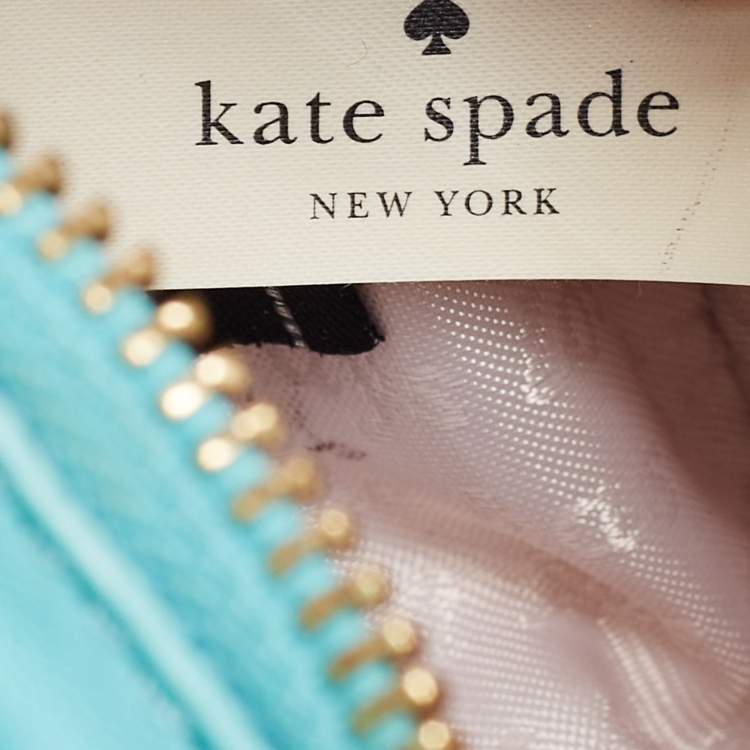 Pre Owned Kate Spade Blue Leather Sea Horse Origami Clutch