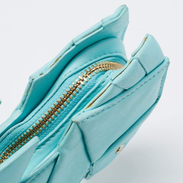Pre Owned Kate Spade Blue Leather Sea Horse Origami Clutch