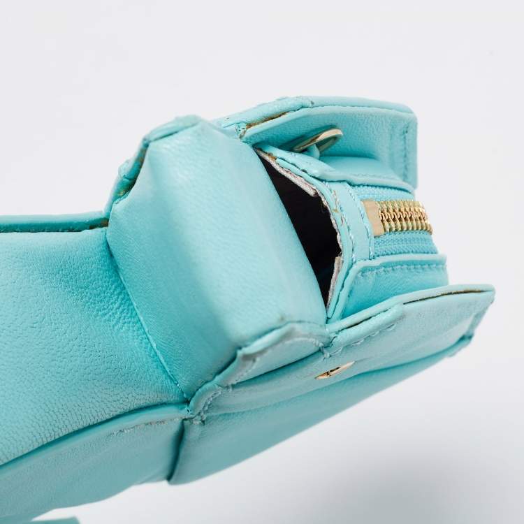Pre Owned Kate Spade Blue Leather Sea Horse Origami Clutch