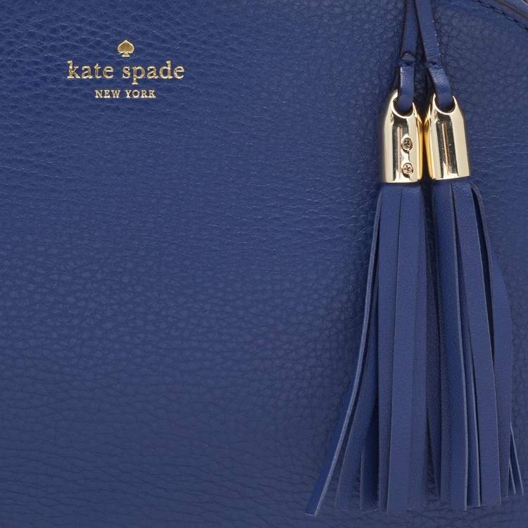 Pre Owned Kate Spade Navy Blue Leather Tassel Satchel