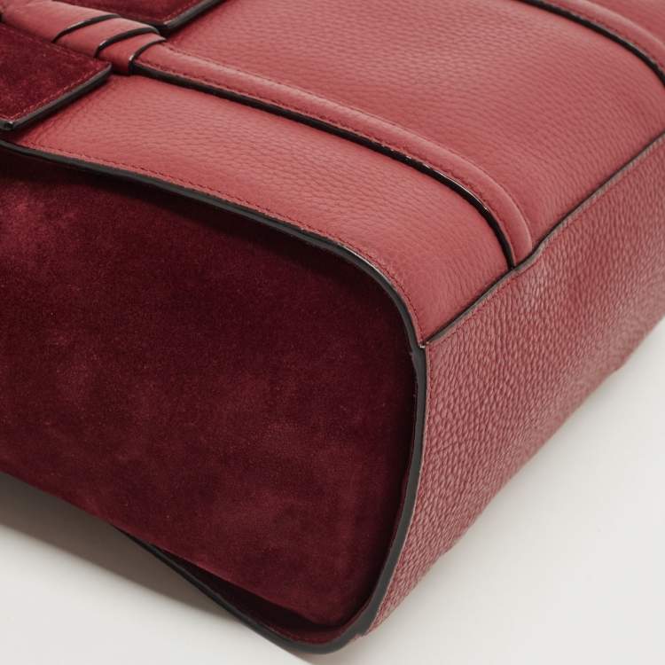 Pre Owned Kate Spade Burgundy Leather and Suede Abigail Tote