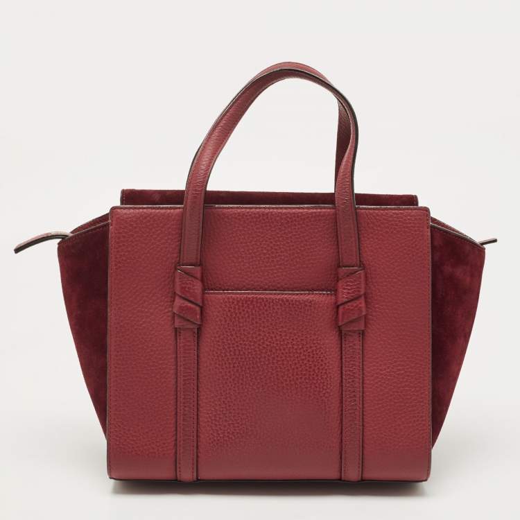 Pre Owned Kate Spade Burgundy Leather and Suede Abigail Tote
