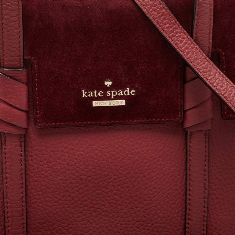 Pre Owned Kate Spade Burgundy Leather and Suede Abigail Tote