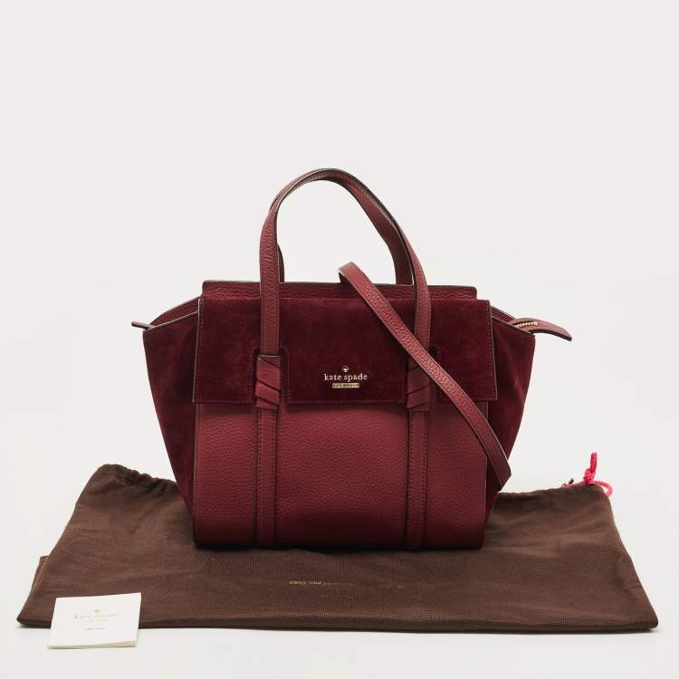 Pre Owned Kate Spade Burgundy Leather and Suede Abigail Tote