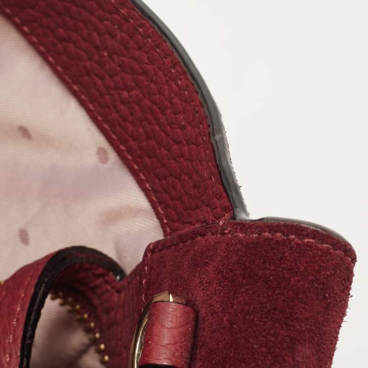 Pre Owned Kate Spade Burgundy Leather and Suede Abigail Tote