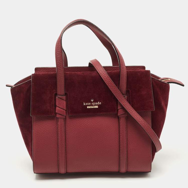 Pre Owned Kate Spade Burgundy Leather and Suede Abigail Tote